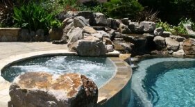 Swimming Pool and Spa with Rock Waterfalls