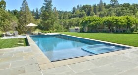 Geometric Pool and Spa with Tanning Ledge