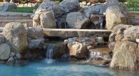 Freeform Pool and Spa with Rock Waterfall