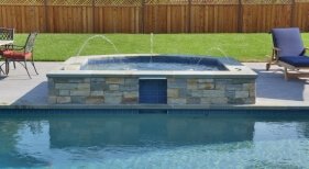 Geometric Pool and Spa with Deck Jets