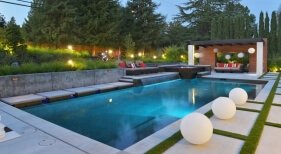 Swimming Pool and Spa with Living Area, Sheer Descent and Led Lights