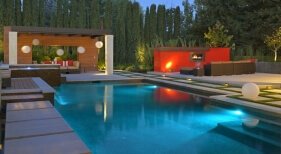 Swimming Pool and Spa with Living Area, Sheer Descent and Led Lights